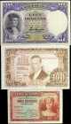 SPAIN. Lot of (3). El Banco de Espana. 10 & 100 Pesetas, 1931-53. P-83, 86 & 145. Very Fine & About Uncirculated.

Attractive color is noticed on th...