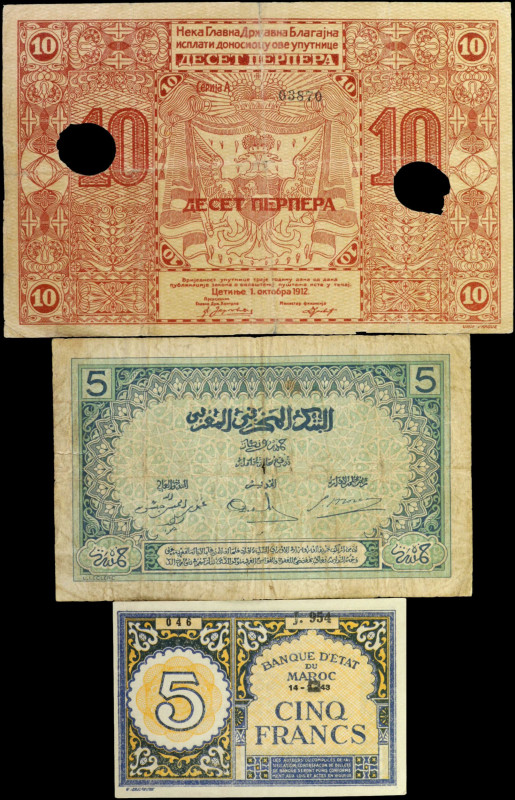 MIXED LOTS. Morocco & Montenegro. Mixed Banks. Mixed Denominations, 1912-43. P-4...