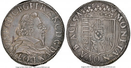 Lorraine. Franz II Teston 1629 AU55 NGC, Nancy mint, KM35, de Saulcy-Plate XXVI, 3. 9.15gm. Steel patinated, with clear underlying luster expressed th...