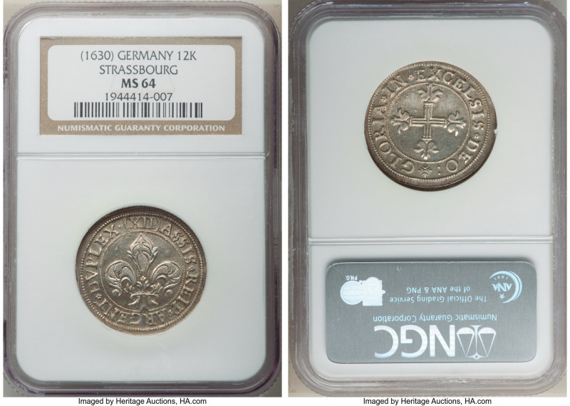 Strasbourg. Free City Groschen or 12 Assis ND (c. 1630) MS64 NGC, KM150 (listed ...