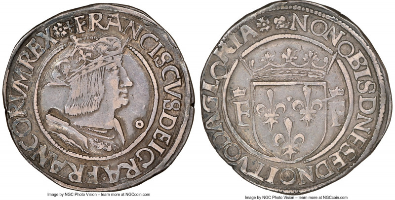 François I Teston ND (1515-1547) XF45 NGC, Lyon mint (pellet beneath 12th letter...