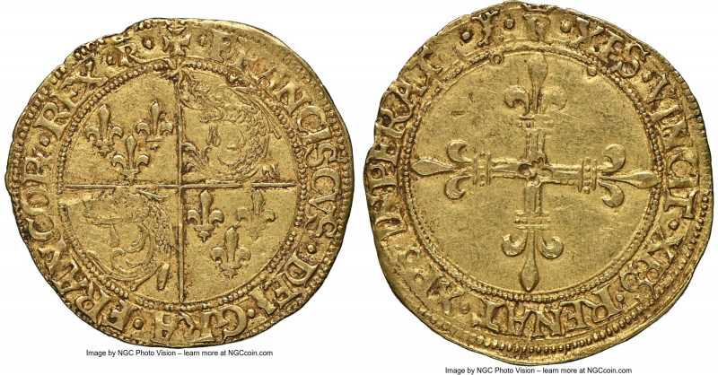 François I (1515-1547) gold Ecu d'Or au soleil du Dauphine ND (until 1528)-R AU5...