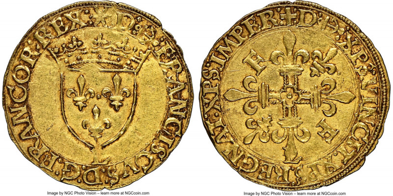 François I (1515-1547) gold Ecu d'Or au soleil a la petite croix ND (1540)-L AU5...