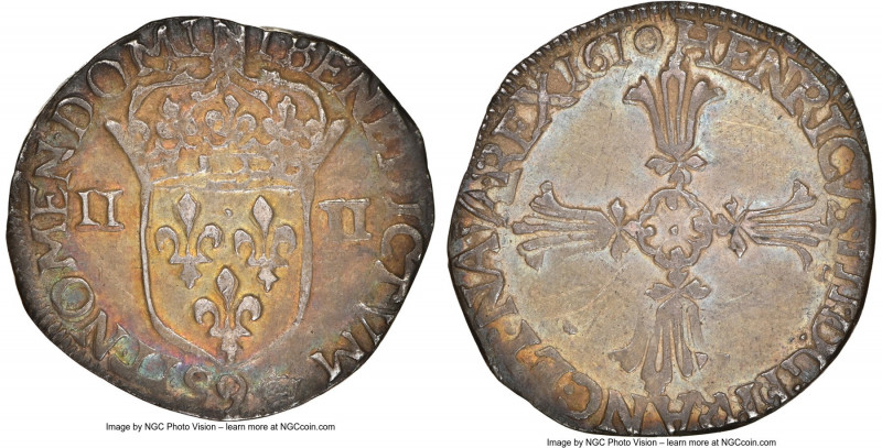 Henri IV 1/4 Ecu 1610-(9) XF Details (Cleaned) NGC, Rennes mint, cf. KM47.21 (da...