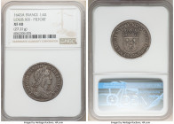 Louis XIII Piefort 1/4 Ecu 1643-A XF40 NGC, Paris mint, KM-P43, 27.21gm Gad-48 (R5), cf. Dup-1351 (for standard type). Draped and cuirassed bust, poin...