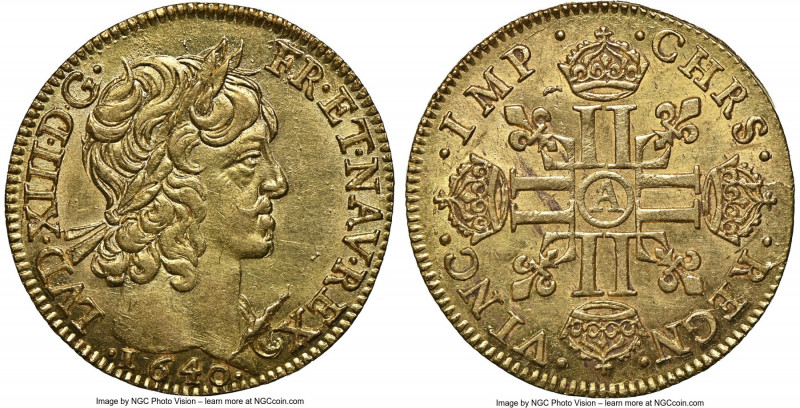 Louis XIII gold Louis d'Or 1640-A MS61 NGC, Paris mint, KM105, Gad-58 (R), Dup-1...