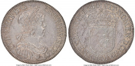 Louis XIV 1/4 Ecu 1644-A MS63 NGC, Paris mint, KM161.1, Gad-139, Dup-1463. 1/4 Ecu a la meche courte. Choice Mint State and appropriately so, punctuat...