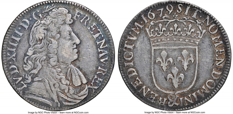 Louis XIV 1/4 Ecu 1679-& VF35 NGC, Aix mint, KM234.4, Gad-146 (R2), Dup-1495. 1/...