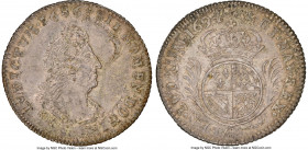 Louis XIV 1/4 Ecu de Flandre 1694-W MS63 NGC, Lille mint, KM306, Gad-154 (R), Dup-1530. 1/4 Ecu de Flandre aux palmes. Flan Reforme. An exciting offer...