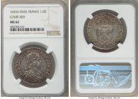 Louis XIV 1/2 Ecu 1643-A MS62 NGC, Paris mint, KM163.1, Gad-168 (R), Dup-1462. 1/2 Ecu a la meche courte. Rose variety. Near-Choice Mint State with ha...
