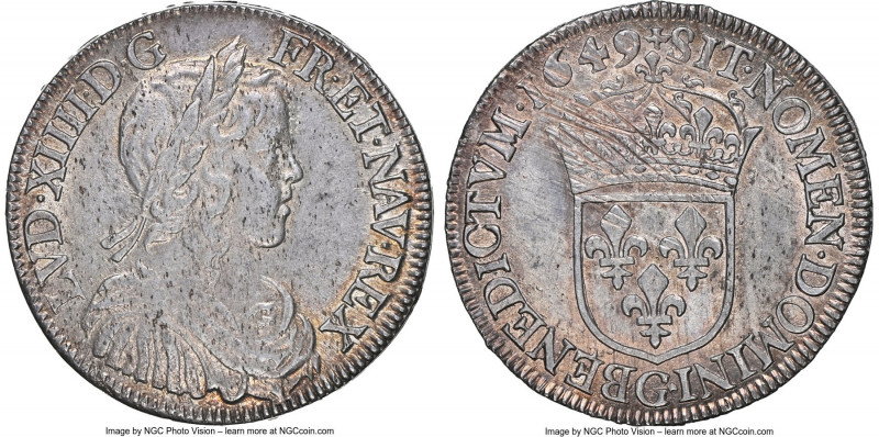 Louis XIV 1/2 Ecu 1649-G MS61 NGC, Poitiers mint, KM164.8, Gad-169 (R), Dup-1470...