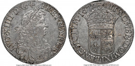 Louis XIV Ecu de Bearn 1673-(cow) AU58 NGC, Pau mint, KM252, Dav-3804, Gad-208 (R), Dup-1490, Sobin-Unl. Ecu de Bearn au buste juvenile. A striking em...