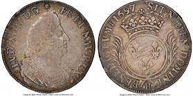 Louis XIV Ecu 1697-H VF25 NGC, La Rochelle mint, KM-Unl., Dav-3813, Gad-217 (R3), Dup-1520, Sobin-380 (R3). Ecu aux palmes. Flan Neuf. A moderately ha...