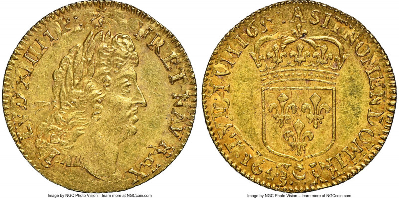 Louis XIV gold 1/2 Louis d'Or 1692-A MS62 NGC, Paris mint, KM277.2, Gad-239 (R2)...