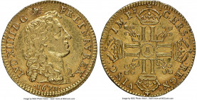 Louis XIV gold Louis d'Or 1670-A AU55 NGC, Paris mint, KM219.1, Gad-247 (R), Dup-1430. Louis d'Or a la tete nue. Demonstrating fully-engraved motifs, ...