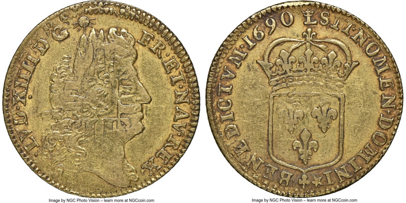 Louis XIV gold Louis d'Or 1690-(crowned L) XF45 NGC, Lille mint, KM278.20, Gad-2...