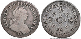 Louis XV 1/16 Ecu 1725-AA F12 NGC, Metz mint, KM477.2 (this coin), Gad-286 (R4), Dup-1674, L4L-472 (R4). 1/16 Ecu aux 8L. Certainly one of the scarces...