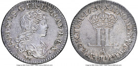 Louis XV 1/6 Ecu (20 Sols) 1720-A AU58 NGC, Paris mint, KM453, Gad-296 (R), Dup-1663. Livre d'argent fin. Highly collectible as a one-year type and du...