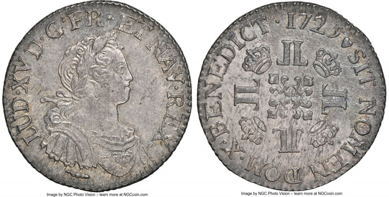 Louis XV 1/4 Ecu 1725-X MS62 NGC, Amiens mint, KM476.9, Gad-304 (R), Dup-1672. 1...