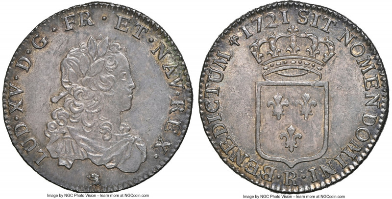 Louis XV 1/3 Ecu 1721-R MS65 NGC, Orleans mint, KM457.18, Gad-306 (R), Dup-1667....