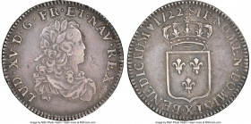 Louis XV 1/3 Ecu 1722-X VF Details (Obverse Scratched) NGC, Amiens mint, KM457.23, Gad-306 (R3), Dup-1667. 1/3 Ecu de France. Flan Neuf. Deeply toned....