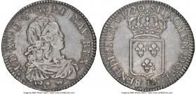 Louis XV Ecu 1720 AU53 NGC, Uncertain mint, possibly La Rochelle or Montpellier, Dav-1328, Gad-319, Dup-1665. Ecu de France. Flan Reforme, trefoil bel...