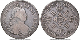 Louis XV Ecu 1725-C F15 NGC, Caen mint, KM472.5, Dav-1329, Gad-320 (R2), Dup-1670, Sobin-243 (R2; this coin). Ecu aux 8L. A modest example from this l...