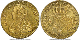 Louis XV gold 1/2 Louis d'Or 1726-BB AU Details (Cleaned) NGC, Strasbourg mint, KM488.3, Gad-329, Dup-1641. 1/2 Louis d'Or aux lunettes. A charming fr...