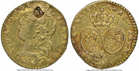 Louis XV gold 1/2 Louis d'Or 1768-A XF Details (Plugged) NGC, Paris mint, KM517.1, Gad-330 (R3), Dup-1644, L4L-493 (R4). 1/2 Louis d'Or au beandeau. A...