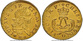 Louis XV gold Louis d'Or Mirliton 1723-O MS61 NGC, Riom mint, KM-Unl., Gad-338 (unpriced), Dup-1638A, L4L-465 (R5). Short palms variety. From the 1725...
