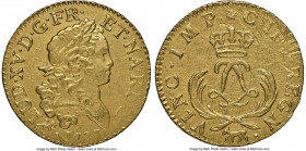 Louis XV gold Louis d'Or de Bearn 1723-(cow) AU Details (Saltwater Damage) NGC, Pau mint, KM469, Gad-338a (R5), Dup-1638A, L4L-473 (R4). Short palms v...