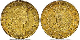 Louis XV gold Louis d'Or Mirliton 1725-A MS60 NGC, Paris mint, KM470.1, Gad-339, Dup-1638. Large palms variety. A typically common mint within the ser...