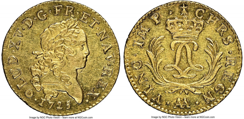 Louis XV gold Louis d'Or Mirliton 1725-AA MS61 NGC, Metz mint, KM-Unl., Gad-339 ...