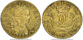 Louis XV gold Louis d'Or Mirliton 1725-AA MS61 NGC, Metz mint, KM-Unl., Gad-339 (R4), Dup-1638, L4L-466 (R3). Large palms variety. A laudable selectio...