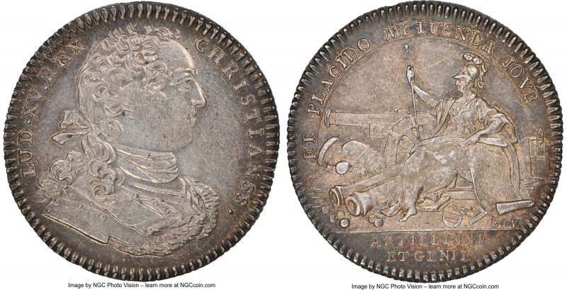 Louis XV silver "Artillery and Engineering" Jeton ND MS62 NGC, Feuardent-1136. S...