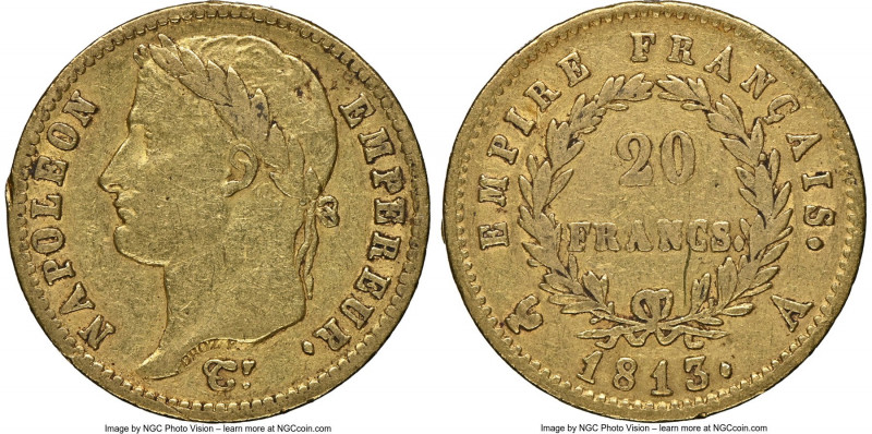 Napoleon gold 20 Francs 1813-A XF40 NGC, Paris mint, KM695.1, Gad-1025. Moderate...