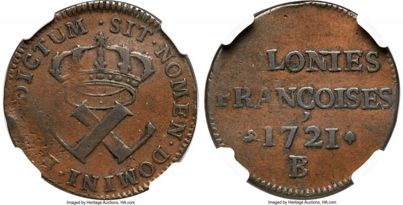 Louis XV 9 Deniers 1721-B VF30 Brown NGC, Rouen mint, KM5.1, Br-507 (R4), Lec-19...