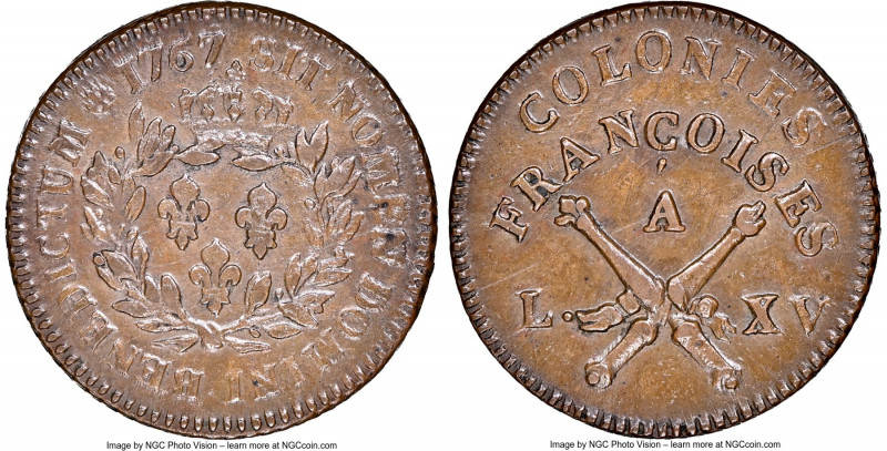 Louis XV Sol (12 Deniers) 1767-A AU50 Brown NGC, Paris mint, KM6. Glossy and ton...