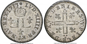Louis XIV 15 Deniers (1/2 Mousquetaire) 1713-AA AU50 NGC, Metz mint, KM401, Vlack-14b (R2). A clearly legible example featuring an allover salt-white ...