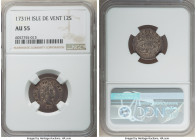 Isles du Vent. French Protectorate - Louis XV 12 Sols 1731-H AU55 NGC, La Rochelle mint, KM-C2, Gad-2, Lec-8. A gently handled, cabinet-toned example ...