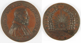 PHILIPPE HURAULT, Vicomte de Cheverny et de Limours (1528-1599), Chancelier de France.
Médaille de Bronze, 38mm.
Av. PHILIP. HVRALT. VICECO. CHEVERN. ...