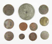 LOUIS XV : Lot de monnaies dont 1738 et 1770, liard de Lorraine 1715. 11 pièces. En l’état