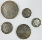 NAPOLEON roi d’Italie : Monnaies argent 2 lire 1811 – 1 lire 1810 – 10 soldi 1812 – 5 soldi 1810 (2). En l’état