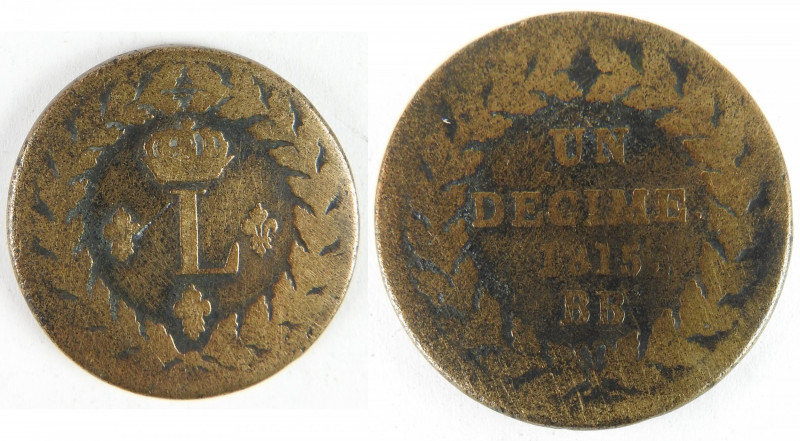 RESTAURATION : Un décime Louis XVIII (Siège de STRASBOURG) – 1815. D.: 32 mm. En...