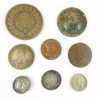 RESTAURATION : lot de 8 monnaies divers dont 10 cent Isle de Bourbon 1816 – ¼ franc BB 1829 – jeton 1823 fêtes pour le duc d’Angoulême. En l’état...