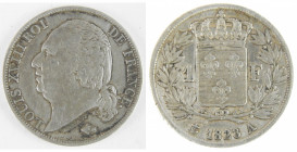 RESTAURATION : 1 franc argent Louis XVIII 1823 A. en l’état.