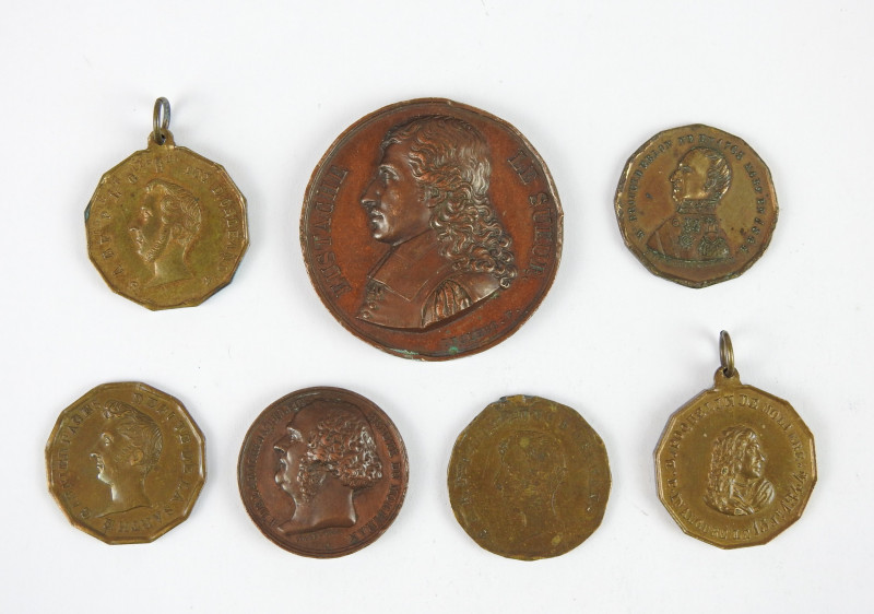 MONARCHIE DE JUILLET : divers jetons et médailles dont Duc d’Orléans, Molière 18...