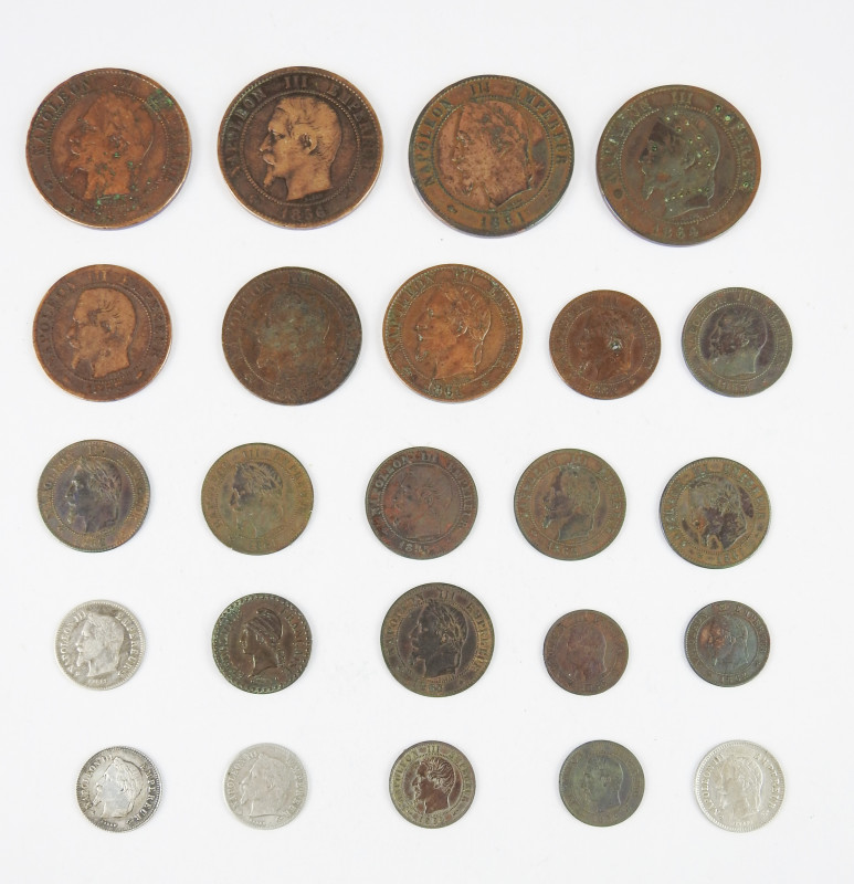 SECOND EMPIRE : Lot de monnaies à trier dont monnaie satirique 1864. En l’état...