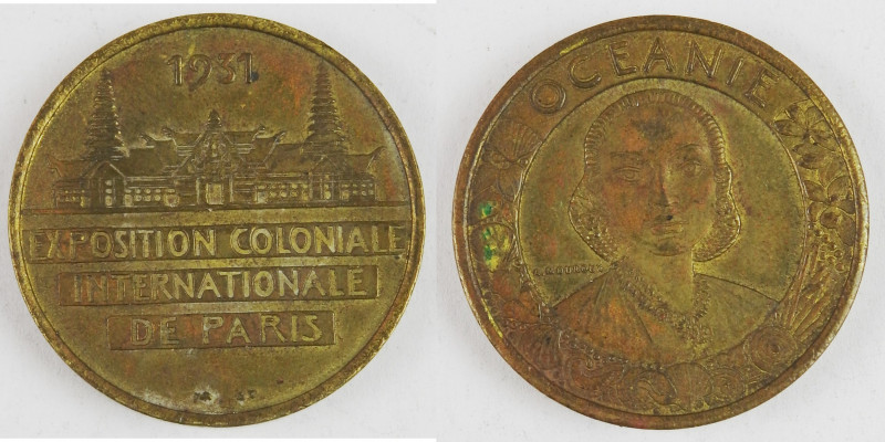 Exposition COLONIALE Internationale Paris 1931 - Océanie. Médaille ronde en bron...