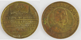 Exposition COLONIALE Internationale Paris 1931 - Océanie. Médaille ronde en bronze d'après A. MOUROUX. D.: 34 mm